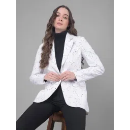 Crimsoune Club White & Black Cotton Printed Blazer-picture-37
