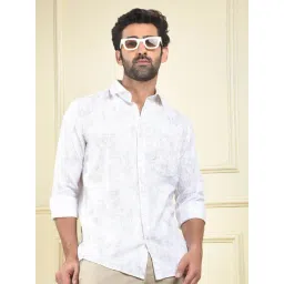 Crimsoune Club White Cotton Slim Fit Abstract Shirt-picture-19
