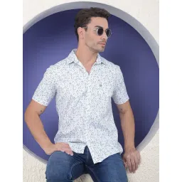 Crimsoune Club White Cotton Slim Fit Printed Shirt-picture-28
