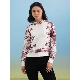 Crimsoune Club Wine Floral Print Hooded Neck Sweatshirt-picture-26