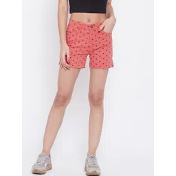 Crimsoune Club Women Coral Printed Slim Fit Regular Shorts-picture-31