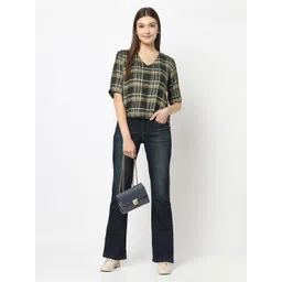 Crimsoune Club Women Green Checked Top-picture-40