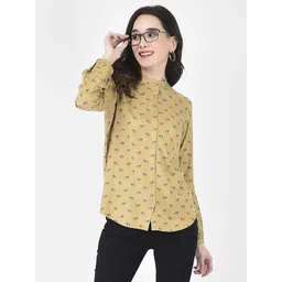 Crimsoune Club Women Khaki Slim Fit Printed Casual Shirt-picture-22