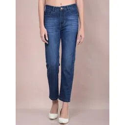 Crimsoune Club Women Mid-Rise Clean Look Heavy Fade Straight Fit Stretchable Jeans-picture-25