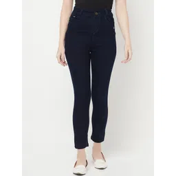 Crimsoune Club Women Navy Blue Skinny Fit High-Rise Stretchable Jeans-picture-30