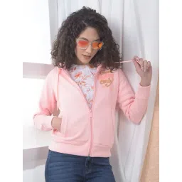 Crimsoune Club Women Pink Graphic Print Hooded Sweatshirt-picture-13