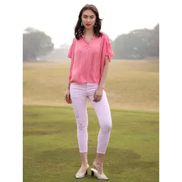 Crimsoune Club Women Pink Solid Skinny Fit Stretchable Jeans-picture-19