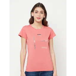 Crimsoune Club Women Pink Typography Printed Slim Fit T-shirt-picture-25