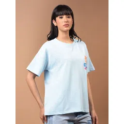 Crimsoune Club Women Printed Oversized Applique T-shirt-picture-14
