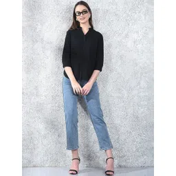 Crimsoune Club Women Straight Fit Mid-Rise Heavy Fade Stretchable Jeans-picture-23