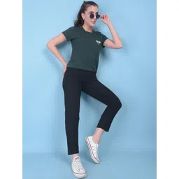 Crimsoune Club Women Straight Fit Mid-Rise Stretchable Cropped Jeans-picture-34