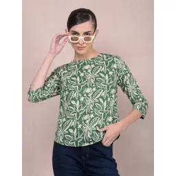 Crimsoune Club Women Tropical Print Top-picture-35