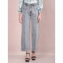 Crimsoune Club Women Wide Leg Heavy Fade Stretchable Jeans-picture-22