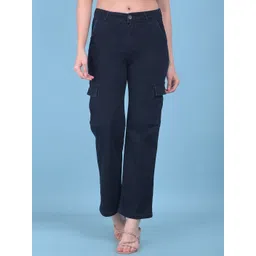 Crimsoune Club Women Wide Leg Stretchable Cargo Jeans-picture-24