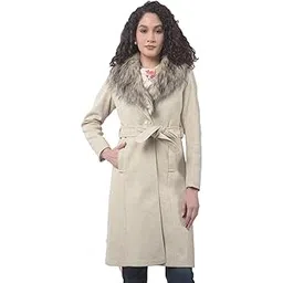 crimsoune club Women's Beige Belted Over-Coat-picture-18