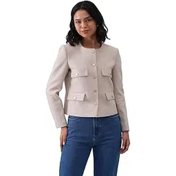 crimsoune club Women's Beige Cropped Coat-picture-27