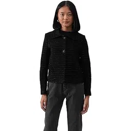 crimsoune club Women's Black Jacquard Coat-picture-19