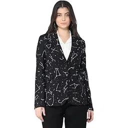 crimsoune club Women's Black Printed Single Breasted Blazer-picture-50