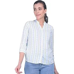 crimsoune club Women's Blue Floral Print Shirt-picture-10