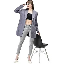 crimsoune club Women's Grey Notched Lapel Collar Overcoat-picture-10