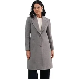 crimsoune club Women's Grey Notched Lapel Overcoat-picture-34