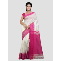 Crochetin Women Solid Saree With Woven Design Border-picture-36
