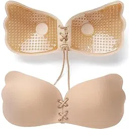 crockett Strapless Sticky Bra Invisible Backless Stick on Bra Push up Lift Bras for Women Dress Reusable Silicone Nipple Covers Beige-picture-31