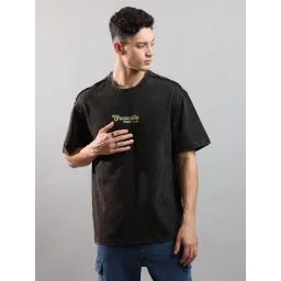 Crocodile Black Cotton Printed Relaxed Fit T-Shirt-picture-32