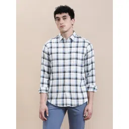 Crocodile Blue Cotton Checked Regular Fit Shirt-picture-27