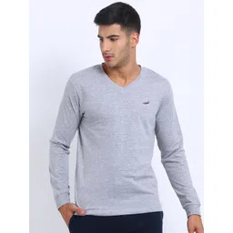 Crocodile Men Grey V-Neck Cotton T-shirt-picture-15