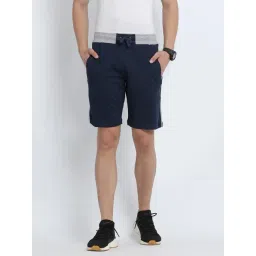 Crocodile Navy Melange Cotton Slim Fit Shorts-picture-43