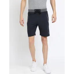 Crocodile Navy Melange Cotton Slim Fit Shorts-picture-37