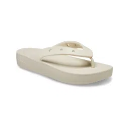 Crocs Women Classic Flatform Flipflops Off White-picture-29
