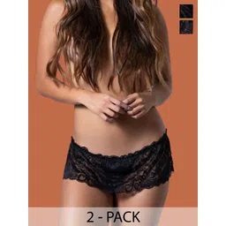 CROSAL Pack of 2 Self Design Nylon Low-rise Outer Elastic Hipster Briefs-picture-35