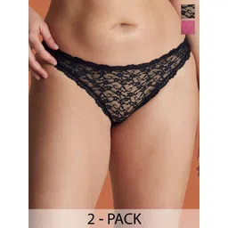 CROSAL Pack of 2 Self Design Nylon Mid-rise Outer Elastic Hipster Briefs-picture-37