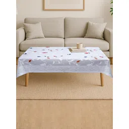CROSMO White Floral Embroidered 4-Seater Cotton Table Cover-picture-21