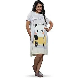 crosskulture Women's T-Shirt Style Nightdress, Half Sleeve, Mint Green-picture-49