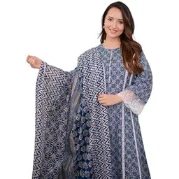 crown choice Beautiful Pakistani A-line Muslin Silk Suit which is has beautiful lace detailing and prints.-picture-12