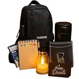 crownlit Premium Diwali Corporate Gift Set, Black Backpack with Wallet, Coffee Mug, Diary, Pen and Data Cable, Professional Festive Hamper-picture-29
