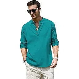 crowntail Men Pure Cotton Slim Fit Full Sleeve Short Kurta | Super Soft Stylish Kurta for Any Occasions (KRTBTN15)-picture-49