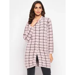 Crozo By Cantabil Pink Check Cardigans-picture-39