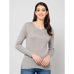 Crozo By Cantabil Women Round Neck Melange Pullover Jumper Dress-picture-14