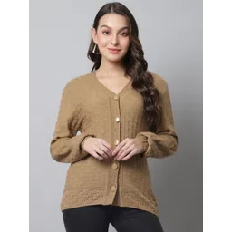 Crozo By Cantabil Women Self Design Wool Cardigan Sweater-picture-21