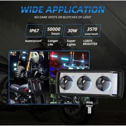 crum A2 SIX MODE Yellow/White with Red/Blue 60W DC 9V-60V Dual Lens Fog Light Fog Lamp Motorbike, Car, Truck, Van LED (12 V, 30 W) image 4