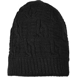 crumpled Men's and Women's Skull Slouchy Winter Woollen Knitted Black Inside Fur Beanie Cap (Black, Free Size)-picture-33