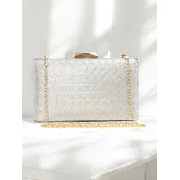 CRUSSET Textured Box Clutch With Shoulder Strap-picture-14