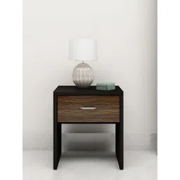 Crystal Furnitech Black & Brown Textured Wooden Rectangle Bedside Table-picture-17