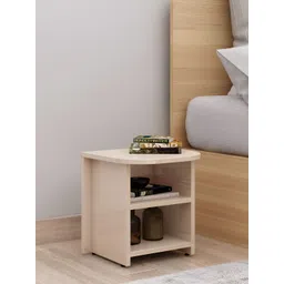 Crystal Furnitech Cream-Colored Textured Wooden Rectangle Bedside Table-picture-12