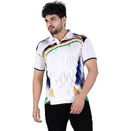 crystal revenue Men’s Printed Sports Polo T-Shirt | Dry Fit Activewear | Quick Dry Gym Wear | Stylish Graphic Design Half Sleeve image 1