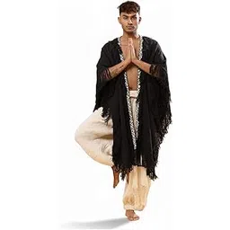 crystalheal; designing the destiny CRYSTALHEAL Samadhi Poncho – Stylish Boho Layering Shawl with Screenprinted Border | Comfortable, Lightweight & Versatile Wrap for Women | Yoga, Meditation & Casual Wear-picture-45